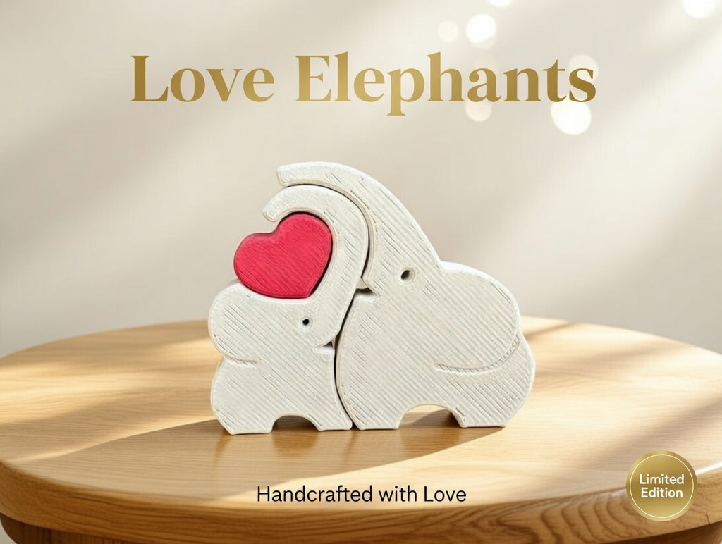 Mother elephant and baby elephant with heart