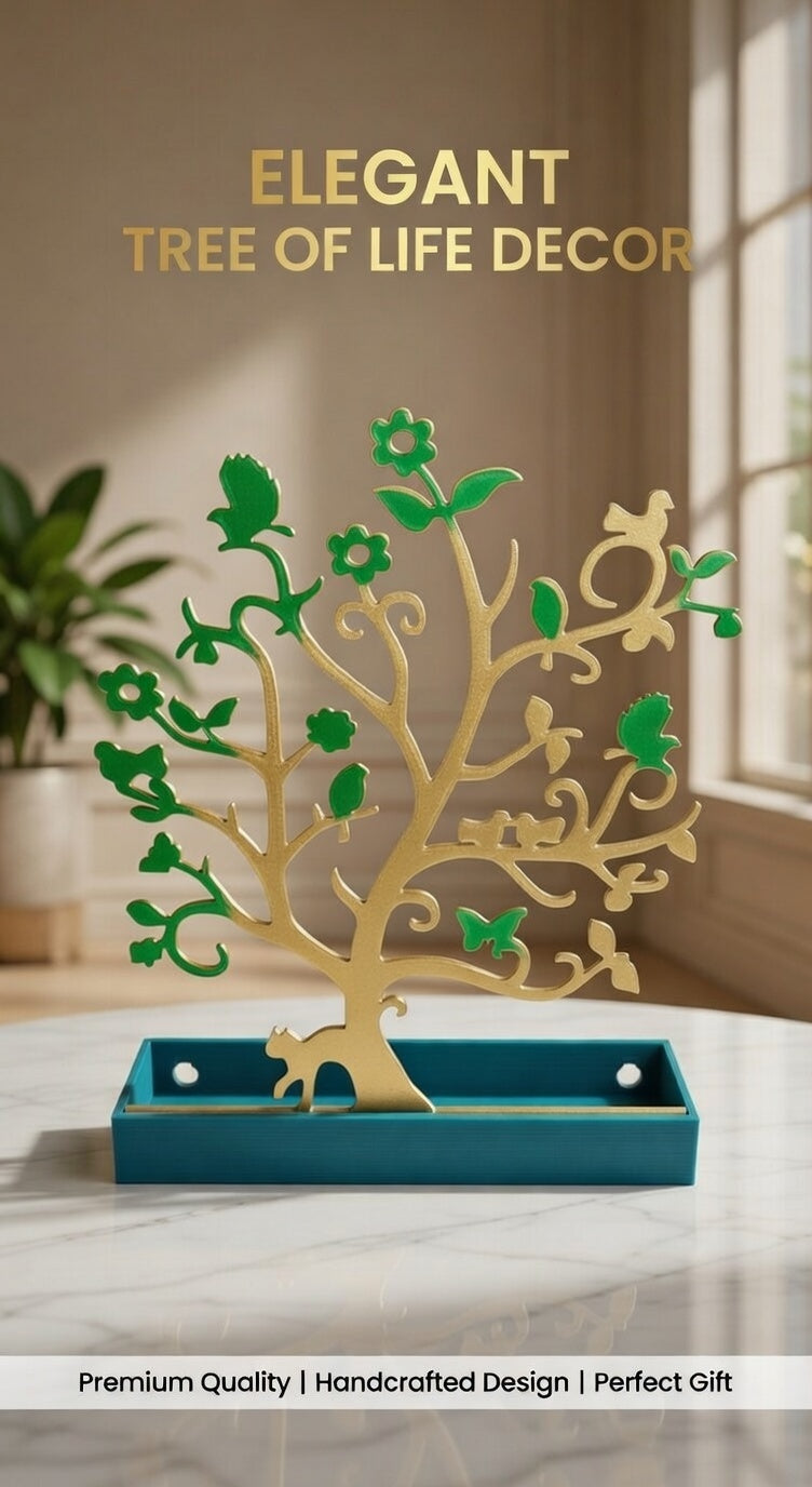 Tree of Life Silhouette Sculpture – 3D Printed Decor & Mini Tray Organizer